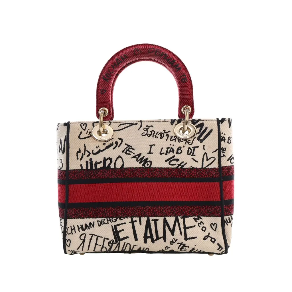 Dior DiorAmour Medium Embroidered Canvas Graffiti Lady D Lite White Very good - Back View
