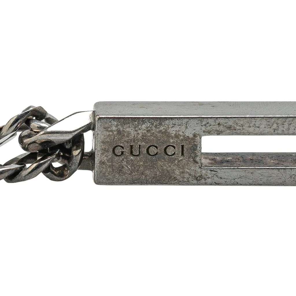 Gucci Sterling Silver G Bar Pendant Necklace Silver Metal Very good - Back View