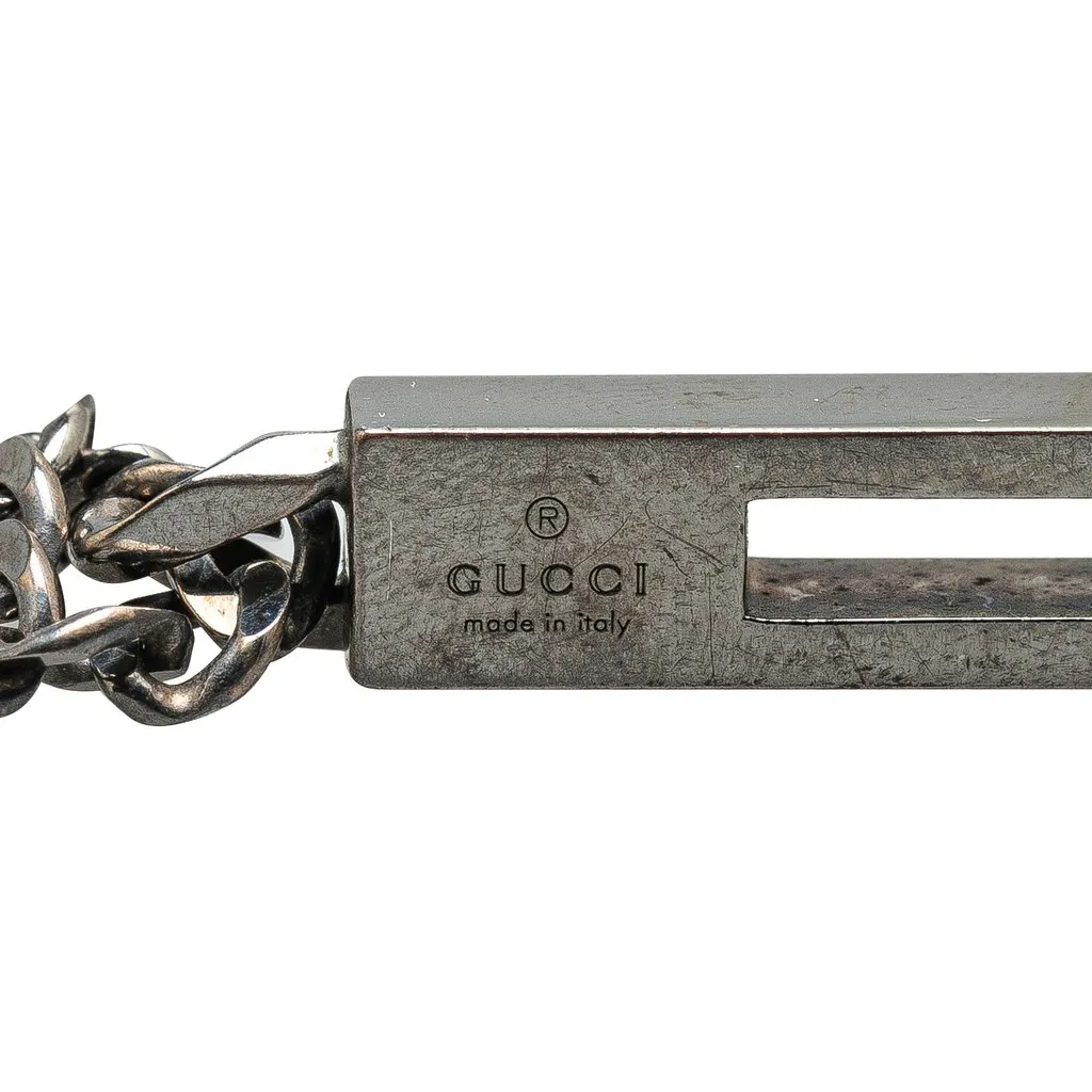 Gucci Sterling Silver G Bar Pendant Necklace Silver Metal Very good - Model View