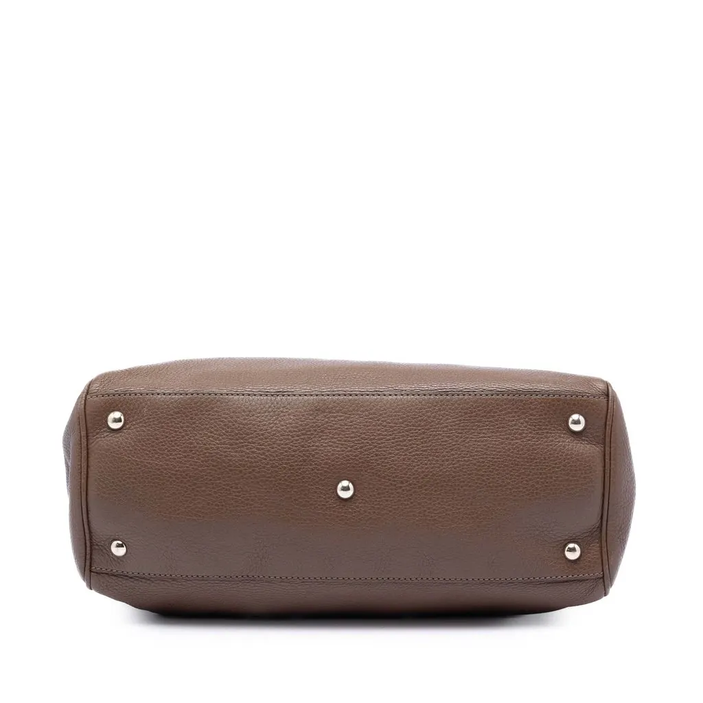 Gucci Medium Calfskin Bamboo Shopper Satchel Brown Leather Very good - Inside View