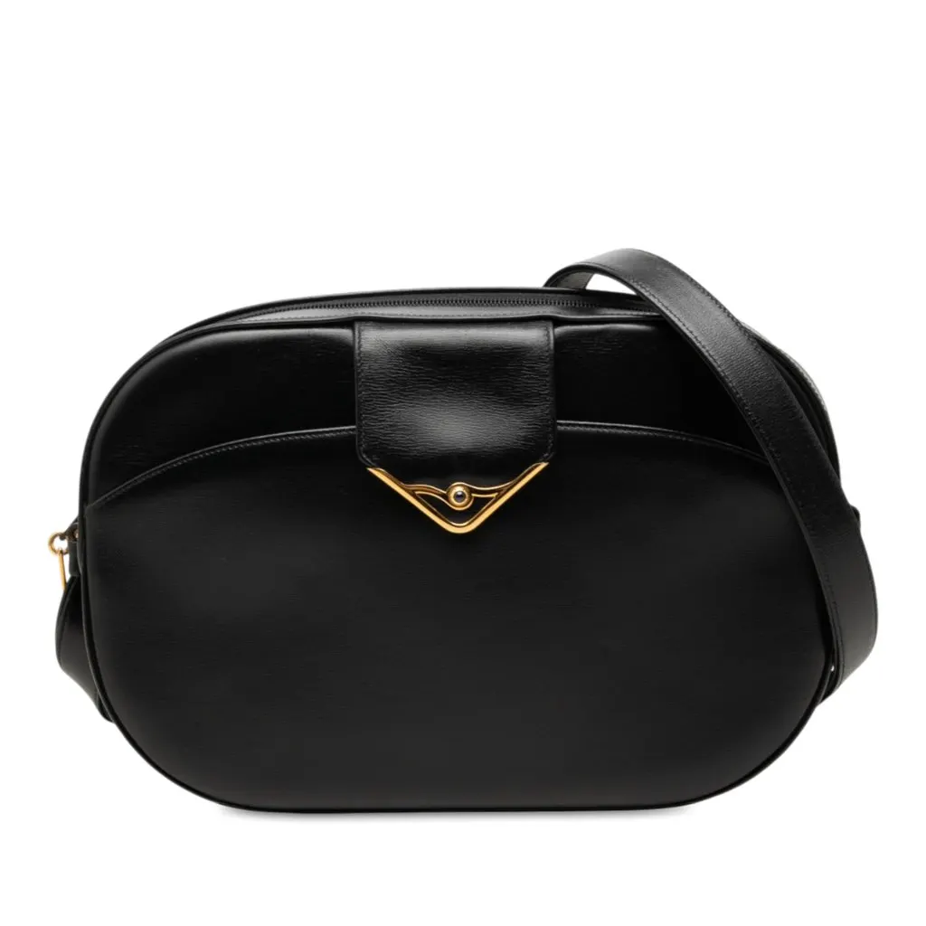 Cartier Leather Sapphire Crossbody Black Leather Very good - Front View
