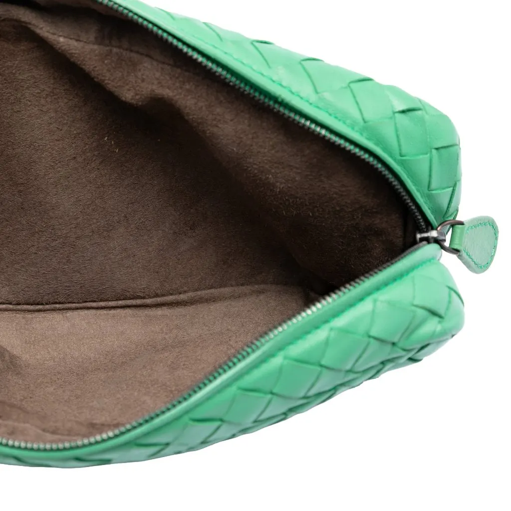 Bottega Veneta Mini Nappa Intrecciato Expandable Chain Flap Crossbody Green Leather Very good - Model View