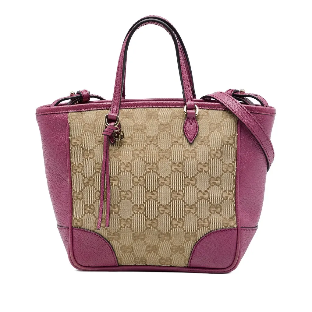 Gucci Small GG Canvas Bree Satchel Beige Canvas Good - Front View