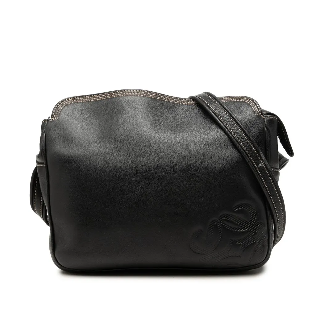 Loewe Leather Anagram Crossbody Black Leather Good - Front View