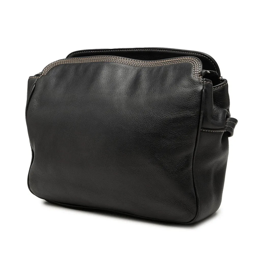 Loewe Leather Anagram Crossbody Black Leather Good - Back View