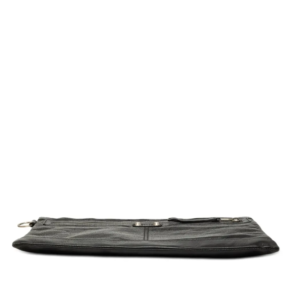 Balenciaga Lambskin Motocross Classic Clip Clutch L Black Leather Good - Inside View