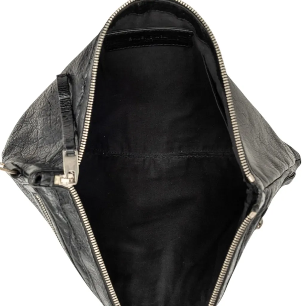 Balenciaga Lambskin Motocross Classic Clip Clutch L Black Leather Good - Model View