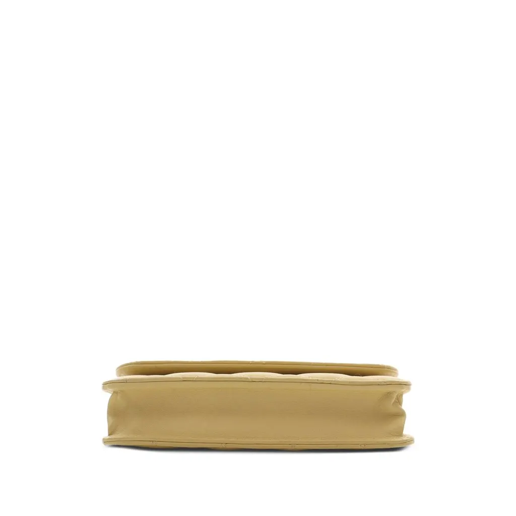 Chanel CC Quilted Lambskin Clutch With Chain Yellow Leather Very good - Inside View