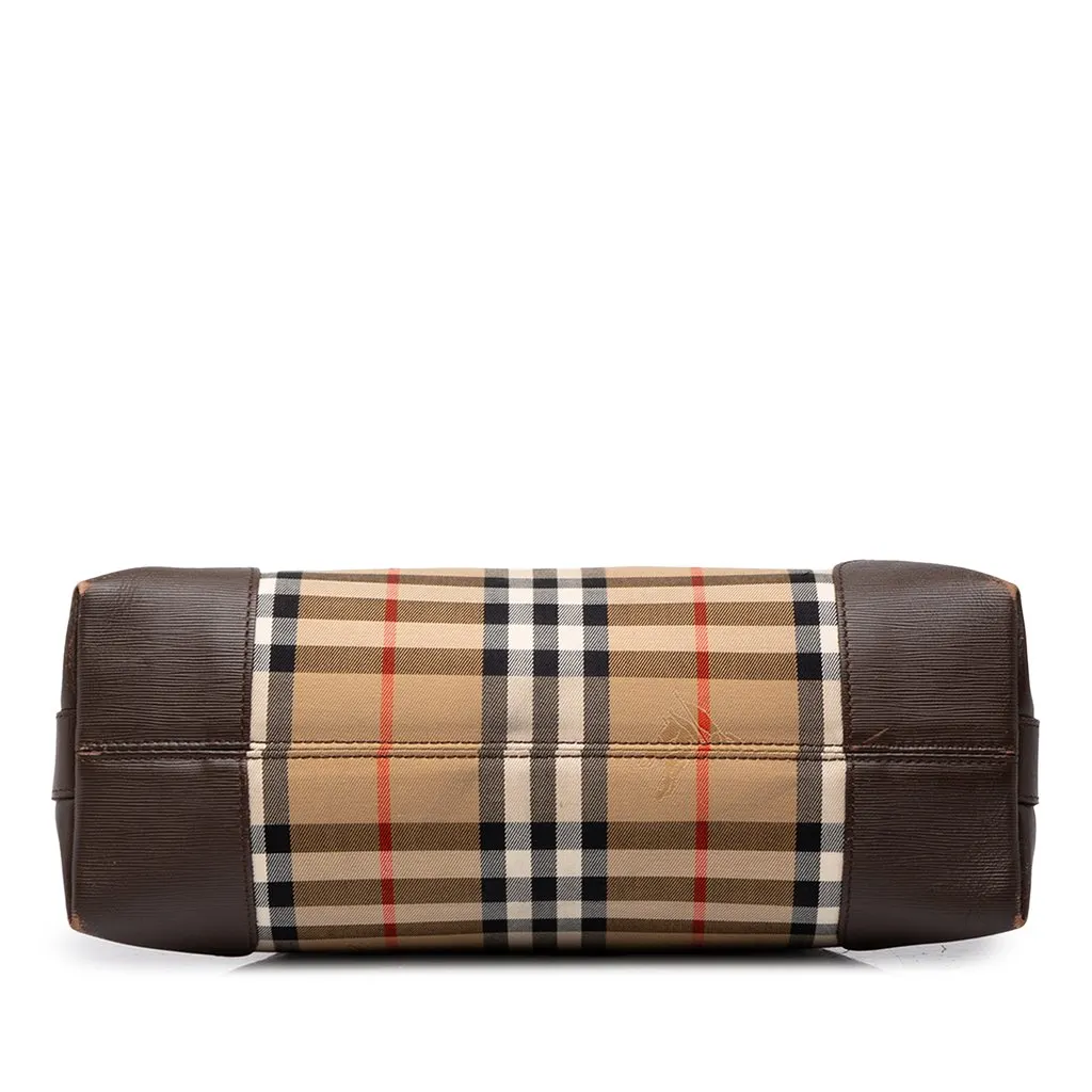 Burberry Haymarket Check Canvas Dome Satchel Beige Canvas Good - Inside View