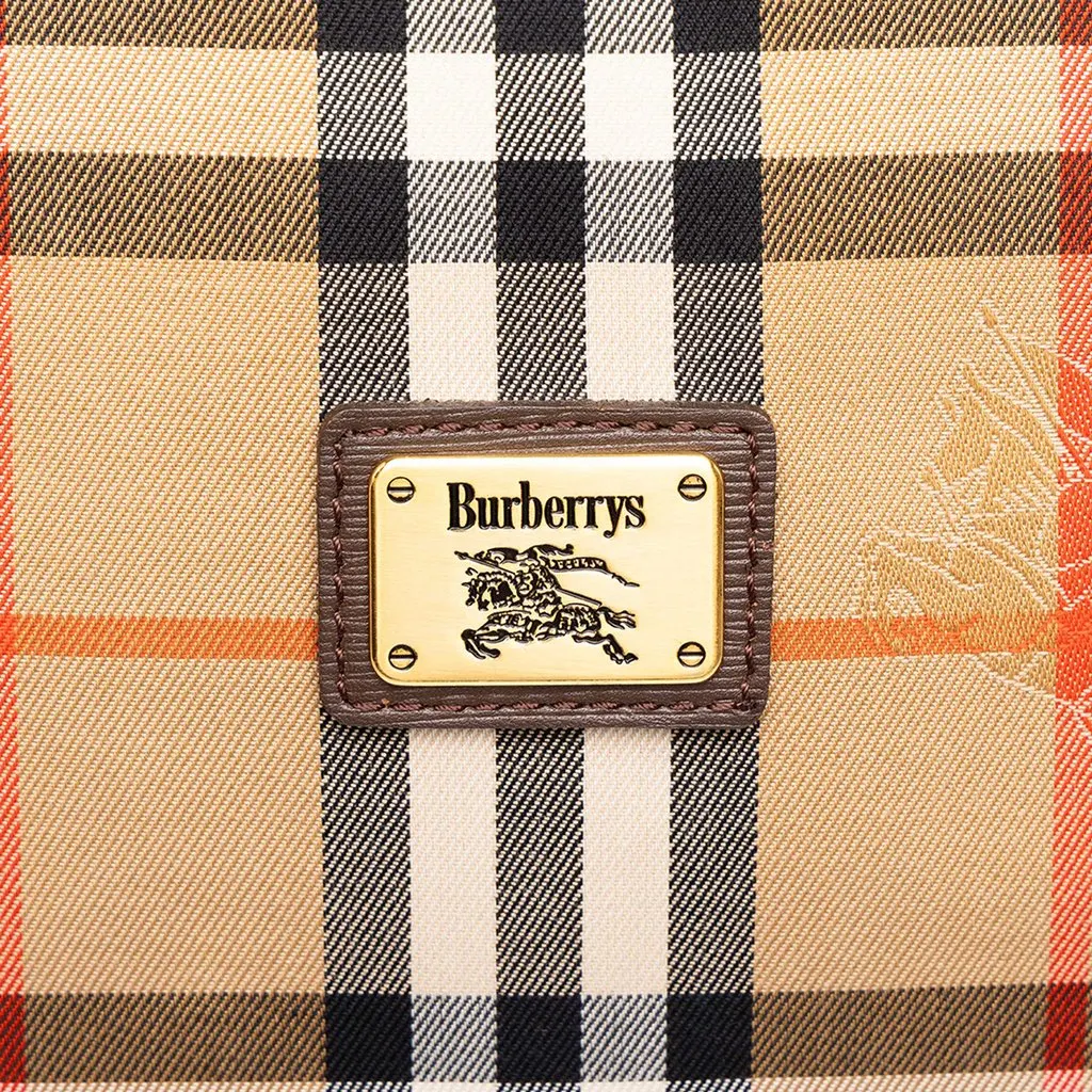 Burberry Haymarket Check Canvas Dome Satchel Beige Canvas Good - Box View