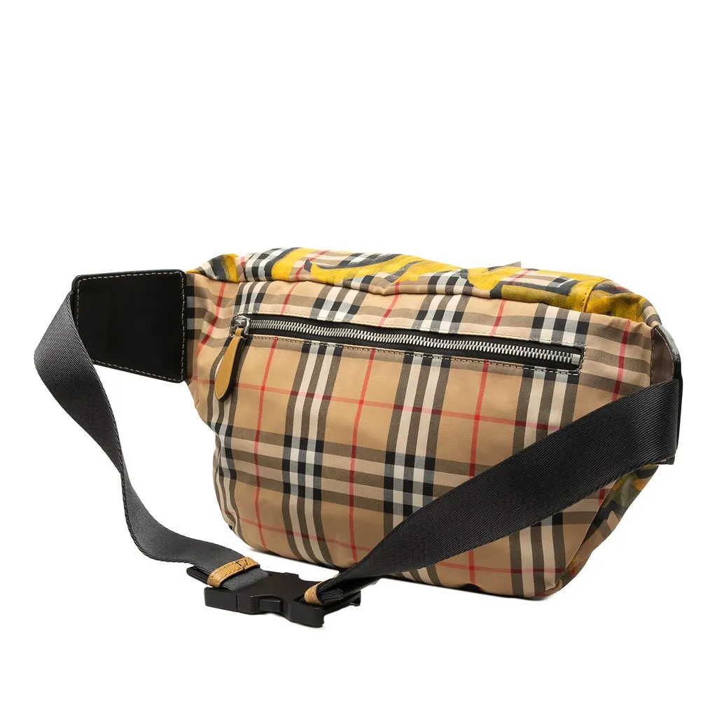 Burberry Large House Check Canvas Graffiti Sony Belt Bag Beige Canvas Very good - Back View