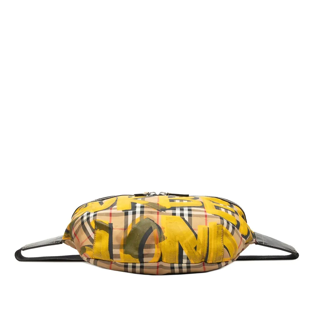 Burberry Large House Check Canvas Graffiti Sony Belt Bag Beige Canvas Very good - Inside View