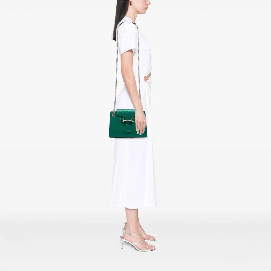 Gucci Small Guccissima Emily Shoulder Bag Green Leather Very good - Box View