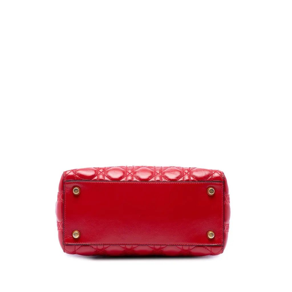 Dior Medium Crinkled Patent Cannage Supple Lady Dior Red Leather Very good - Inside View