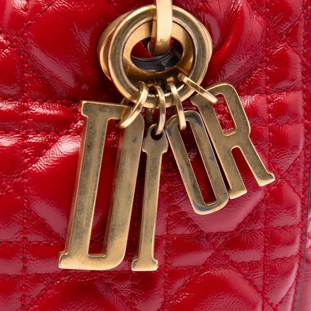 Dior Medium Crinkled Patent Cannage Supple Lady Dior Red Leather Very good - Box View