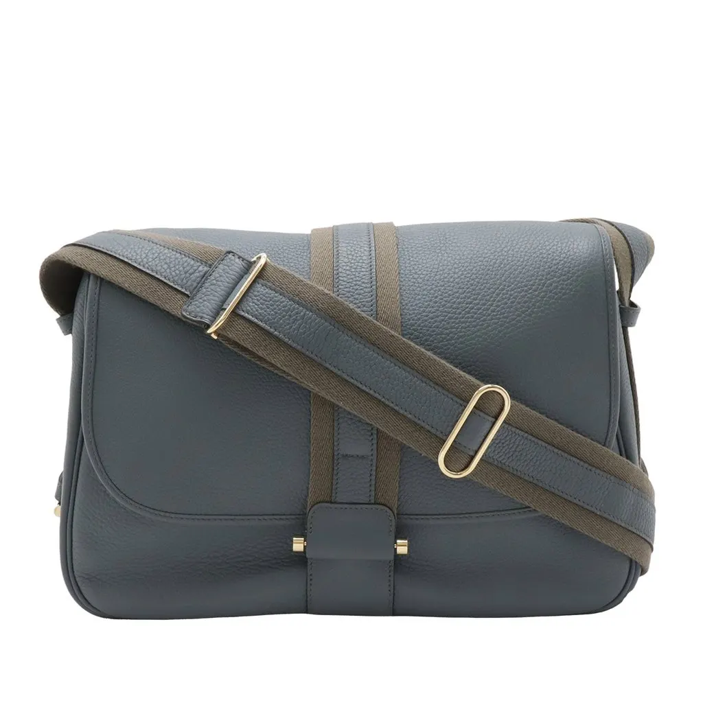 Hermès Clemence Bourlingue Messenger Bag Blue Leather Very good - Front View