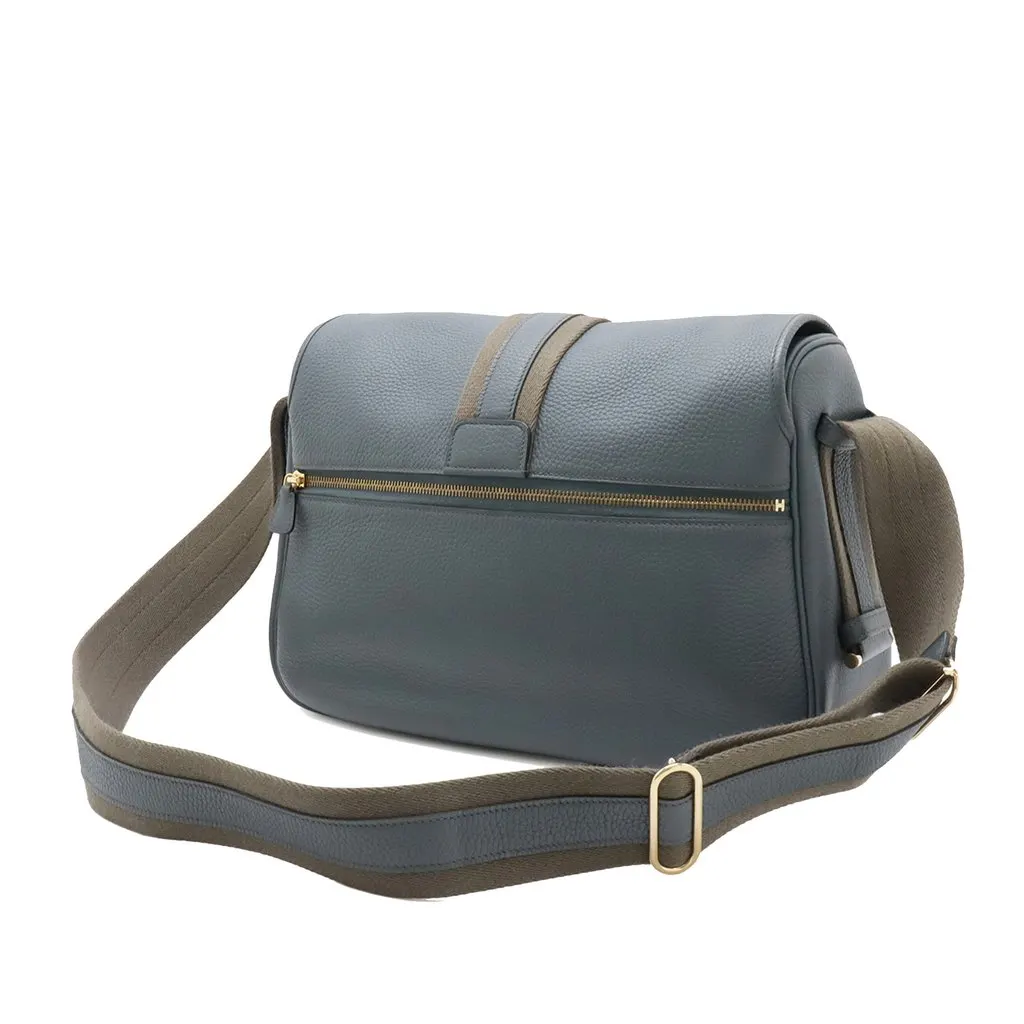 Hermès Clemence Bourlingue Messenger Bag Blue Leather Very good - Back View