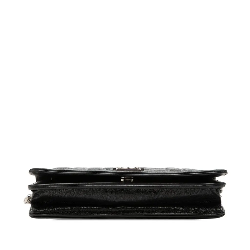 Chanel Mini Quilted Caviar Boy Wallet on Chain Black Leather Very good - Inside View
