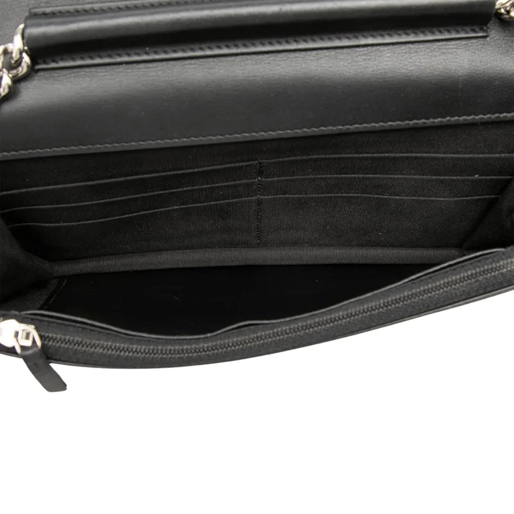 Chanel Mini Quilted Caviar Boy Wallet on Chain Black Leather Very good - Model View