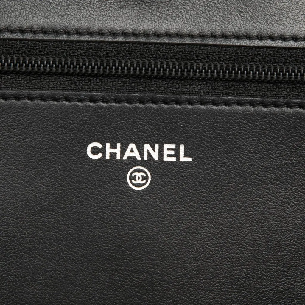 Chanel Mini Quilted Caviar Boy Wallet on Chain Black Leather Very good - Box View