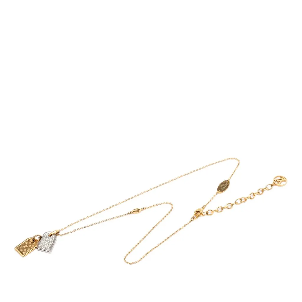 Louis Vuitton Gold Plated Nanogram Pendant Necklace Gold Metal Very good - Front View