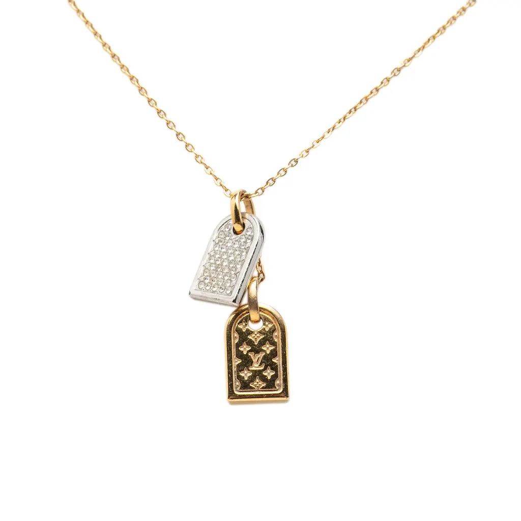 Louis Vuitton Gold Plated Nanogram Pendant Necklace Gold Metal Very good - Back View