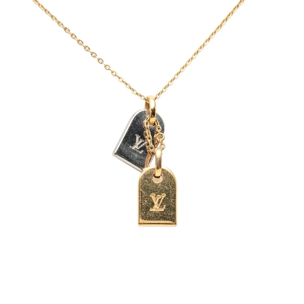 Louis Vuitton Gold Plated Nanogram Pendant Necklace Gold Metal Very good - Inside View