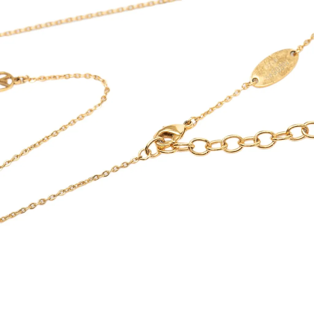 Louis Vuitton Gold Plated Nanogram Pendant Necklace Gold Metal Very good - Model View