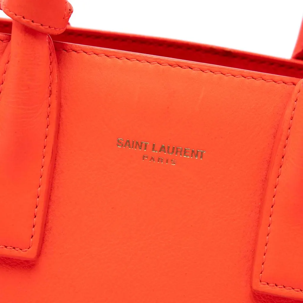 Saint Laurent Nano Leather Sac De Jour Satchel Orange Leather Very good - Box View