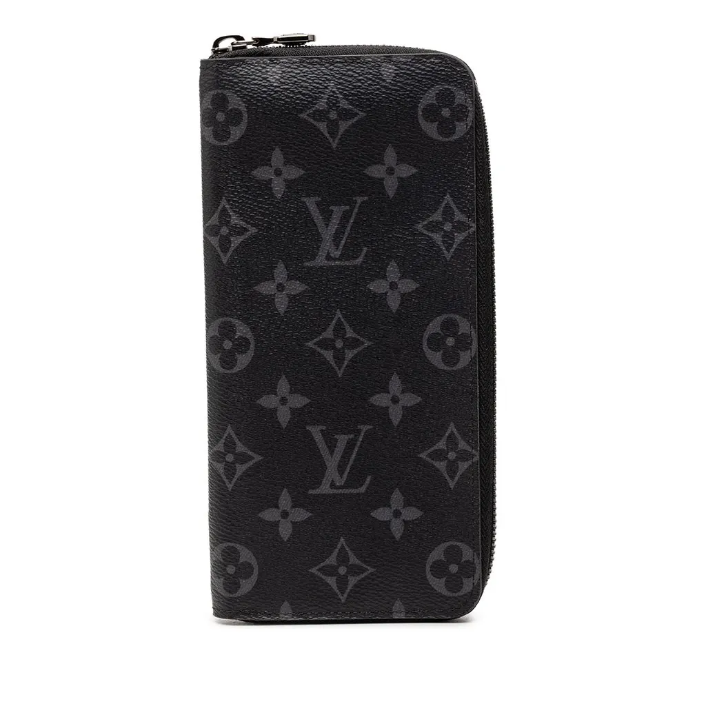 Louis Vuitton Monogram Eclipse Vertical Zippy Wallet Black Canvas Very good - Front View