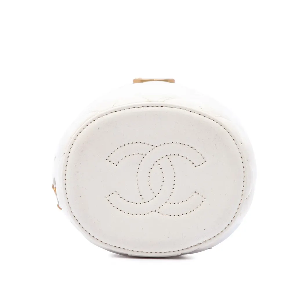 Chanel Small Quilted Lambskin Crown Box Bag White Leather Very good - Inside View