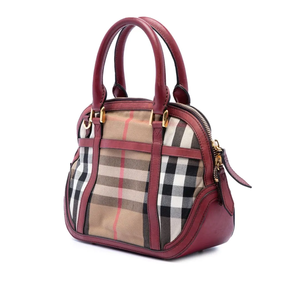 Burberry Small Leather Trimmed House Check Canvas Bridle Orchard Satchel Brown Very good - Back View