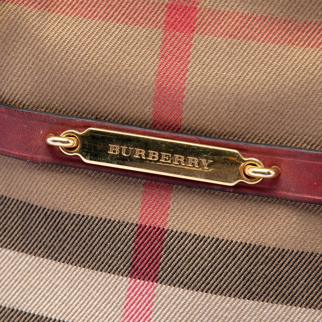 Burberry Small Leather Trimmed House Check Canvas Bridle Orchard Satchel Brown Very good - Box View