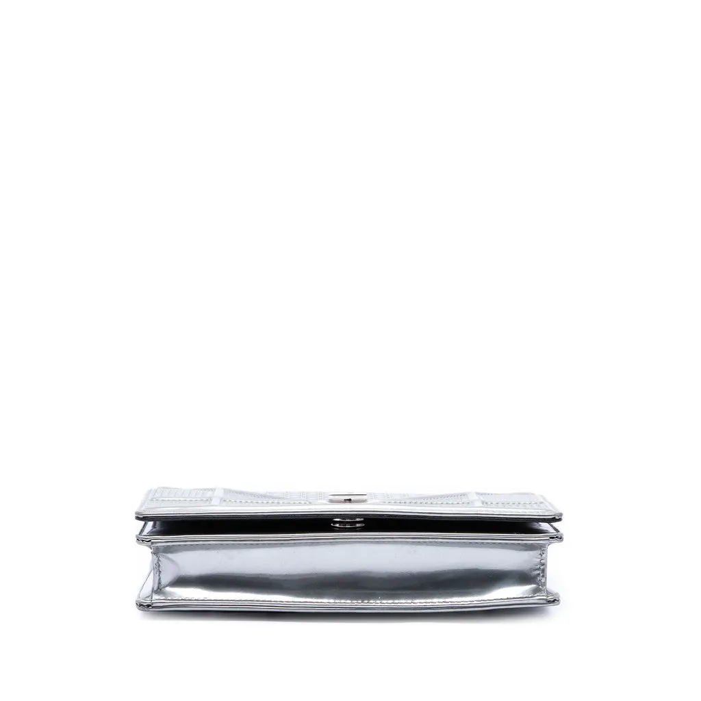 Dior Metallic Patent Microcannage Diorama Wallet on Chain Silver Leather Very good - Inside View