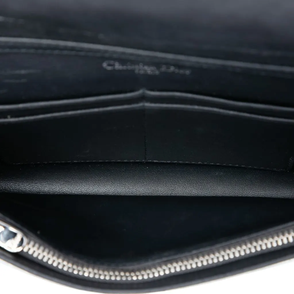 Dior Metallic Patent Microcannage Diorama Wallet on Chain Silver Leather Very good - Model View