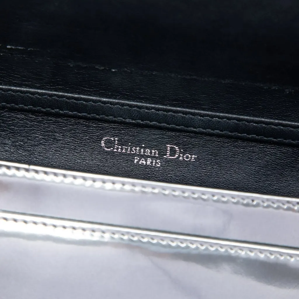 Dior Metallic Patent Microcannage Diorama Wallet on Chain Silver Leather Very good - Box View