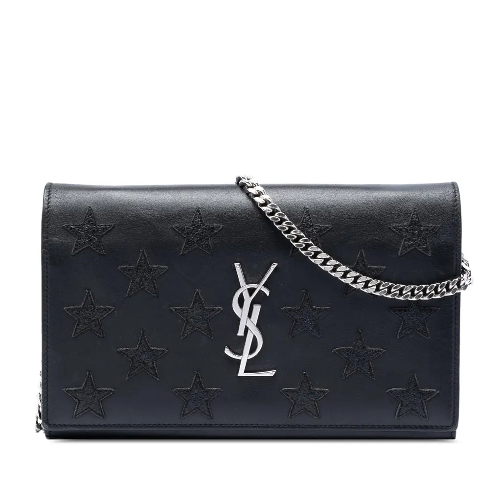 Saint Laurent Calfskin Monogram Star Kate Wallet On Chain Black Leather Very good - Front View