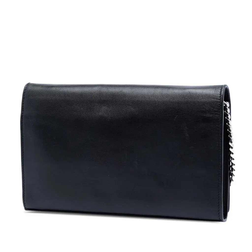 Saint Laurent Calfskin Monogram Star Kate Wallet On Chain Black Leather Very good - Back View