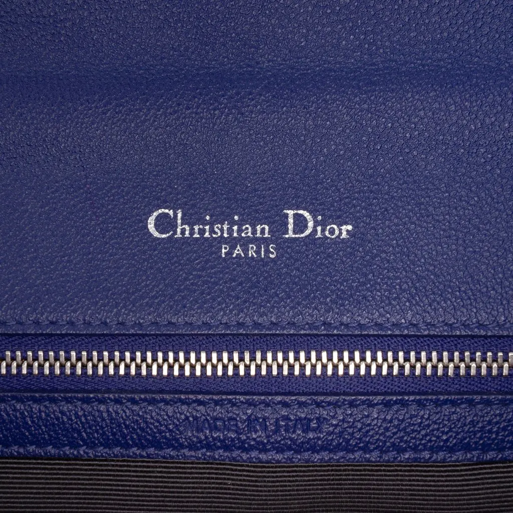 Dior Medium Grained Calfskin Diorama Flap Blue Leather Good - Box View