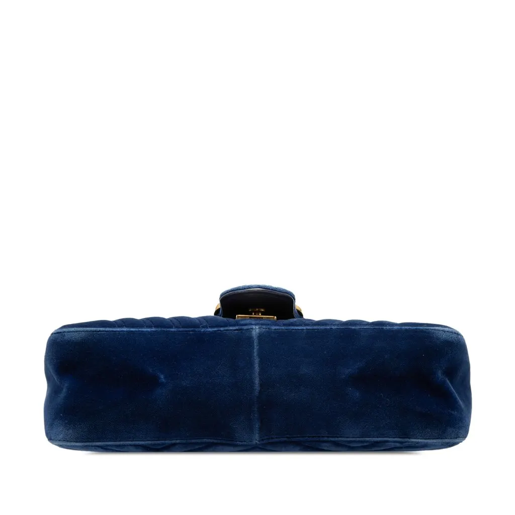 Gucci Medium GG Marmont Matelasse Velvet Shoulder Bag Blue Very good - Inside View