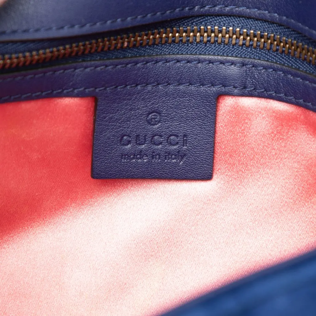 Gucci Medium GG Marmont Matelasse Velvet Shoulder Bag Blue Very good - Box View