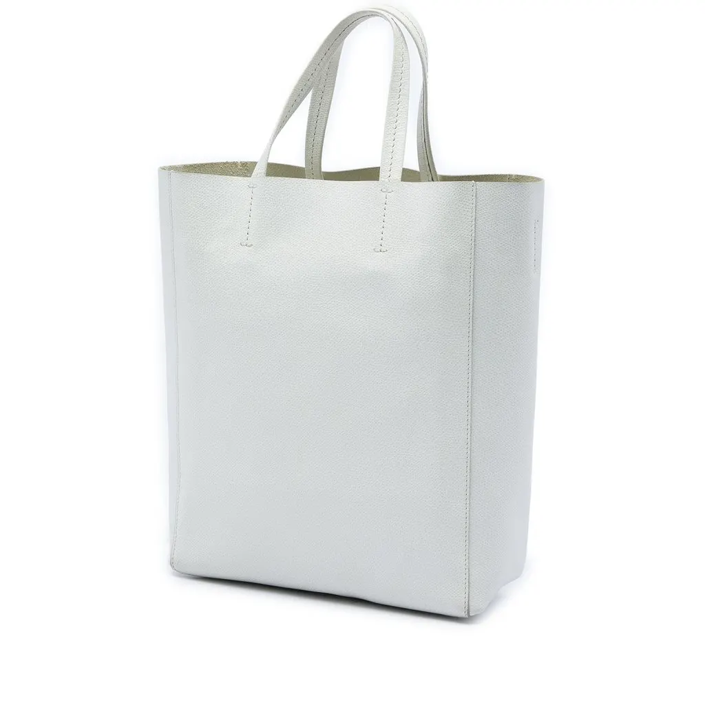 Celine Small Grained Calfskin Vertical Cabas Satchel White Leather Very good - Back View