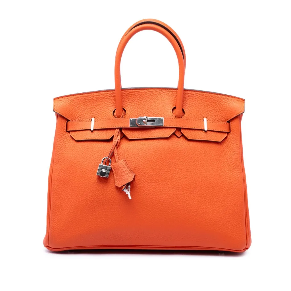 Hermès Clemence Birkin Retourne 35 Orange Leather Very good - Front View