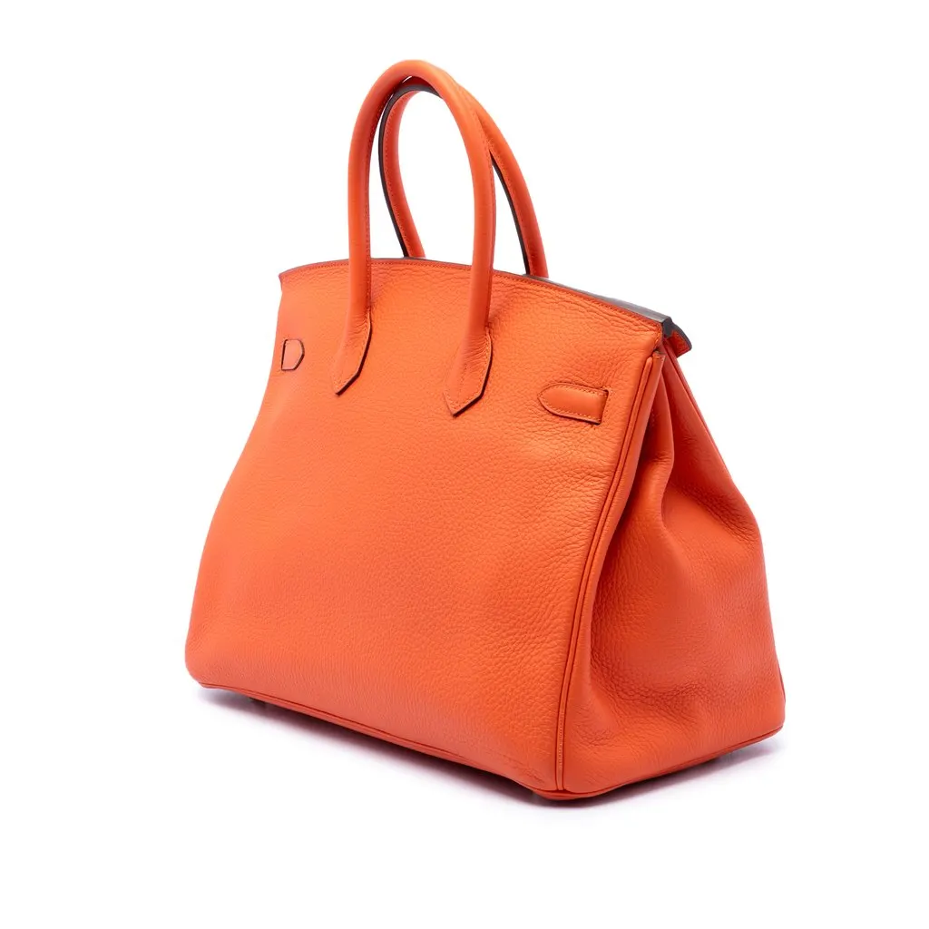 Hermès Clemence Birkin Retourne 35 Orange Leather Very good - Back View