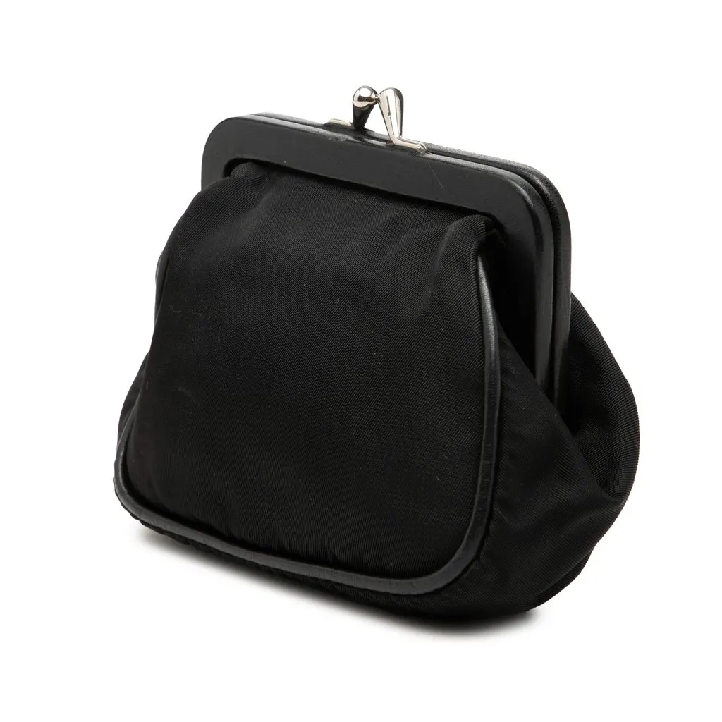 Prada Tessuto Kiss Lock Frame Coin Pouch Black Very good - Back View