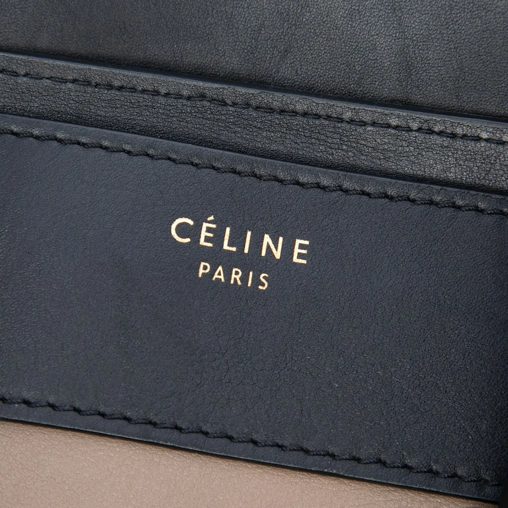 Celine Mini Tricolor Calfskin and Suede Luggage Tote Brown Leather Very good - Box View