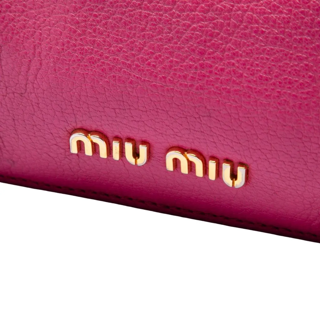 Miu Miu Goatskin Madras Satchel Pink Leather Good - Box View