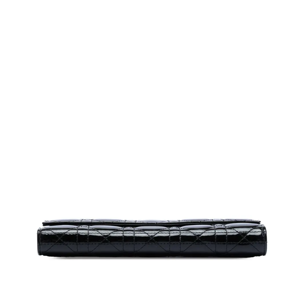 Dior Patent Cannage Lady Dior Wallet On Chain Black Leather Very good - Inside View