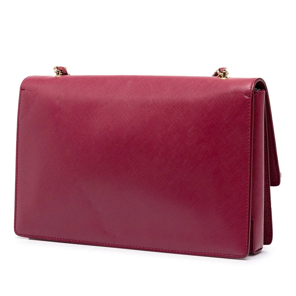 Salvatore Ferragamo Medium Leather Vara Ginny Crossbody Red Leather Good - Back View