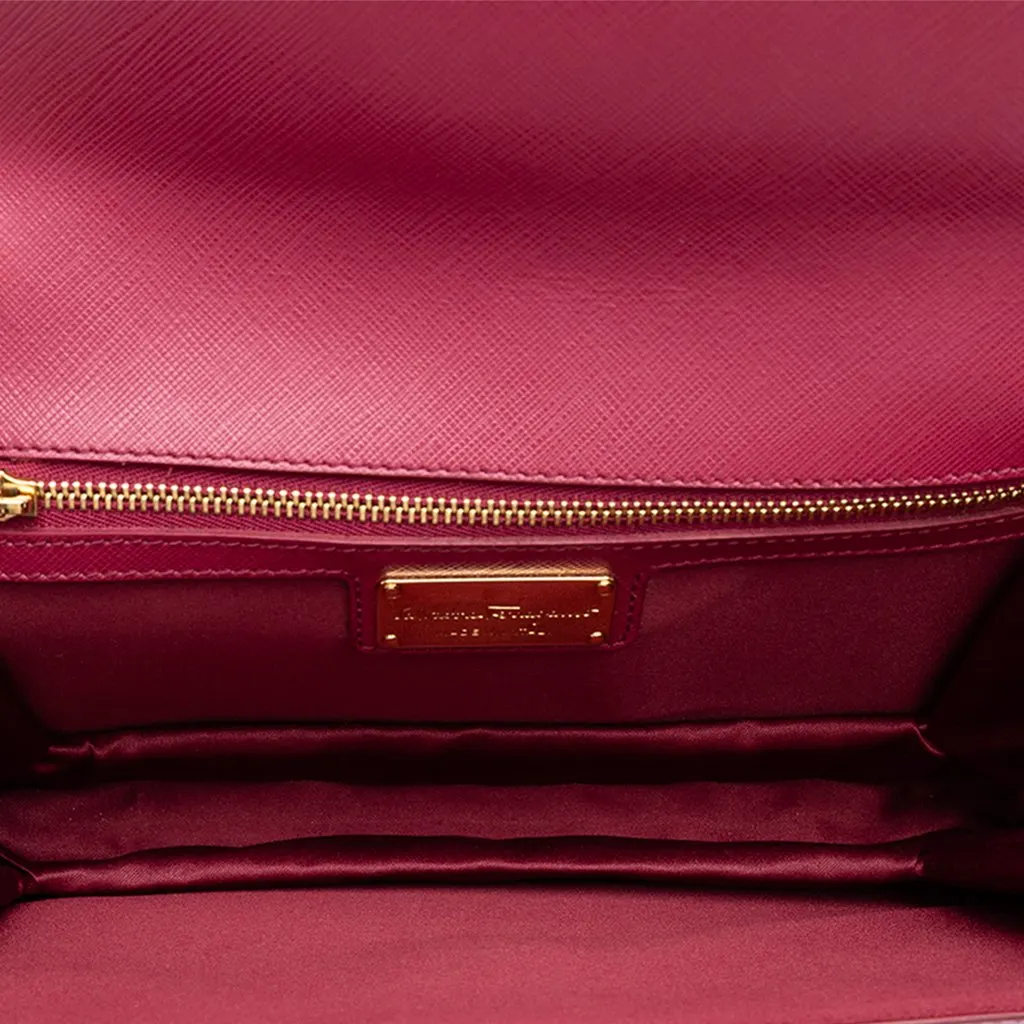 Salvatore Ferragamo Medium Leather Vara Ginny Crossbody Red Leather Good - Model View